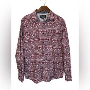 Cody James Western Pearl Snap Shirt Aztec Print Medium
